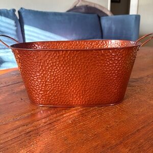 Copper Painted Hammered Metal Bucket Basket